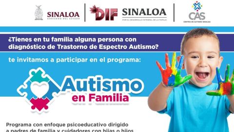 Invita DIF Sinaloa el programa psicoeducativo "Autismo en Familia"