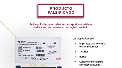 Alertan sobre falsificación de ocho dispositivos médicos