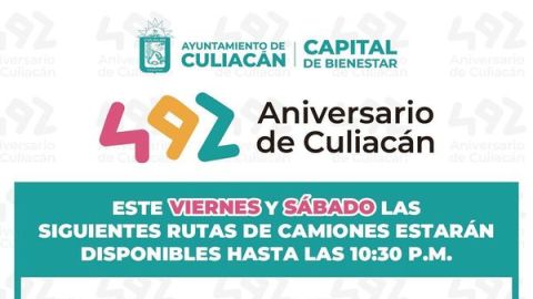Extenderán horarios de transporte por festejos del Aniversario de Culiacán