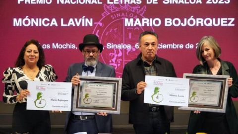 Reciben Mónica Lavín y Mario Alberto Bojórquez el Premio Nacional Letras de Sinaloa en la FIL de Los Mochis